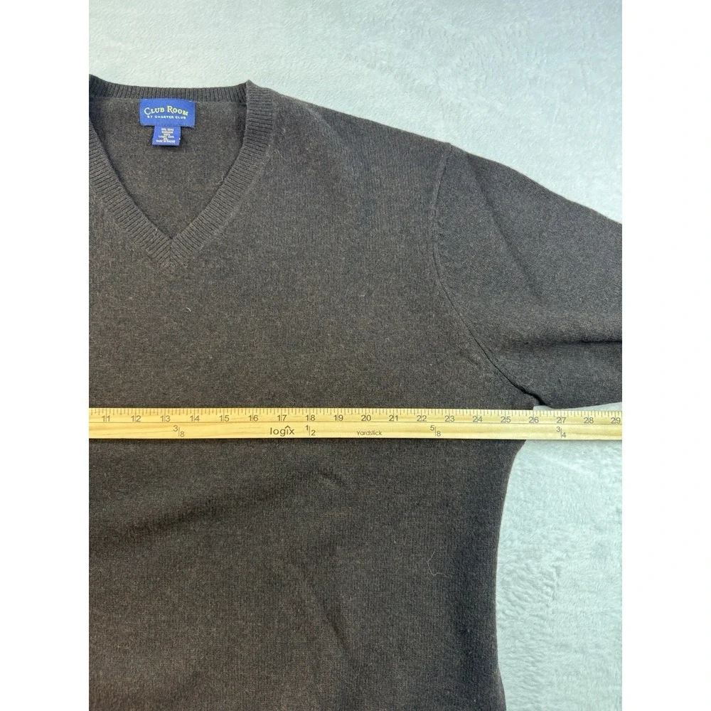 Club‎ Room Lambs Wool Sweater Mens XL Brown V-Neck Marled Old Money Winter Cabin